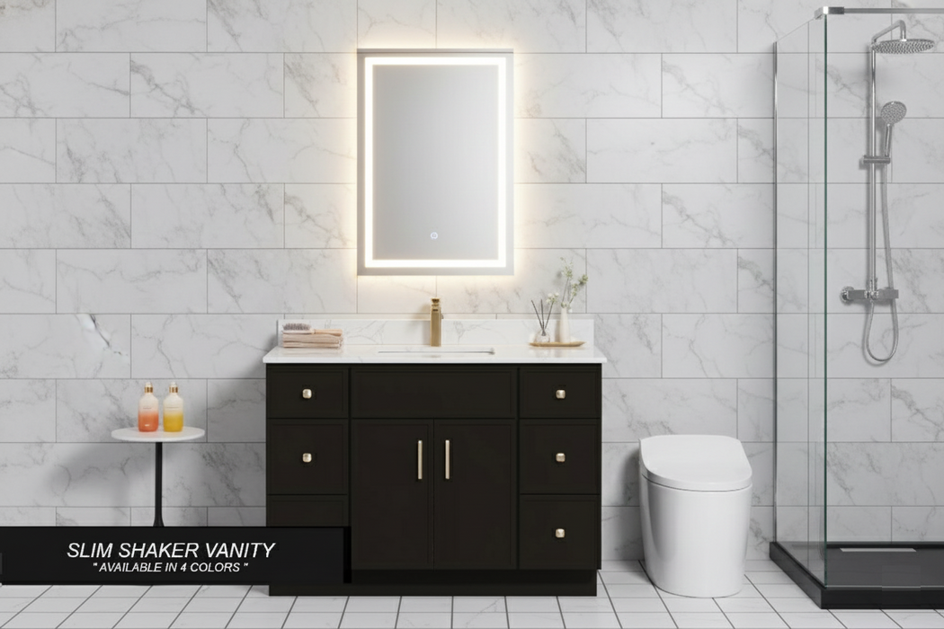 Nova- 48"  Slim shaker (4 colors) Bathroom Vanity With Quartz Countertop