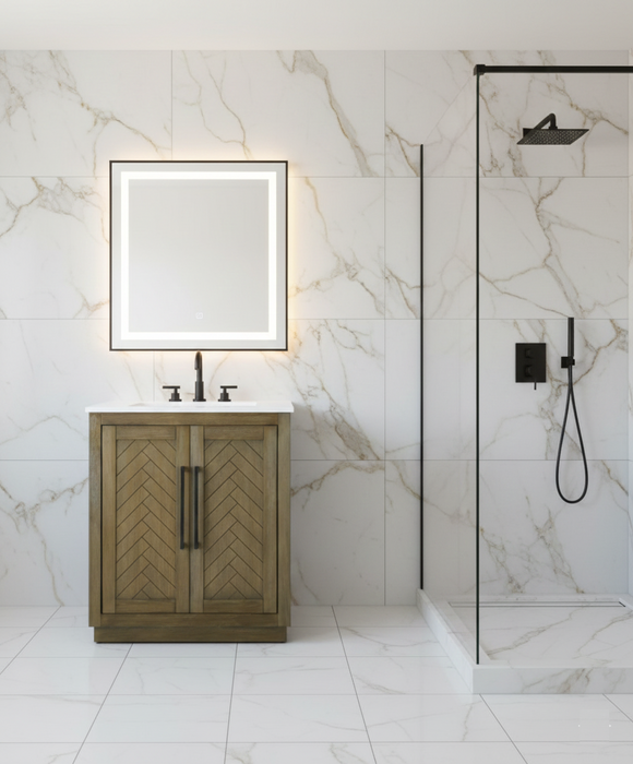 ASHTON- 24" Floor Standing Bathroom Vanity, Marble Countertop ( 3 colors available)