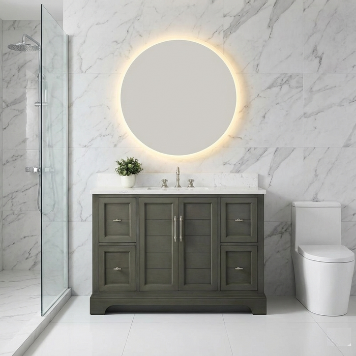 Modena , 48" Silver Grey Freestanding Bathroom Vanity with Stone Countertop
