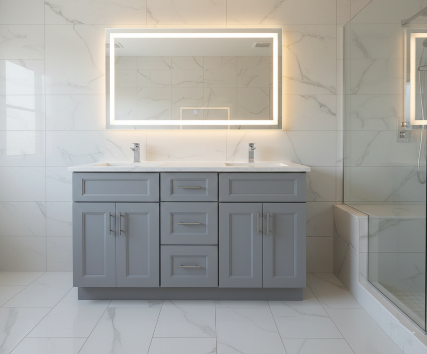 Nova- 60" Double Sink Bathroom Vanity (6 colors) With Quartz Countertop