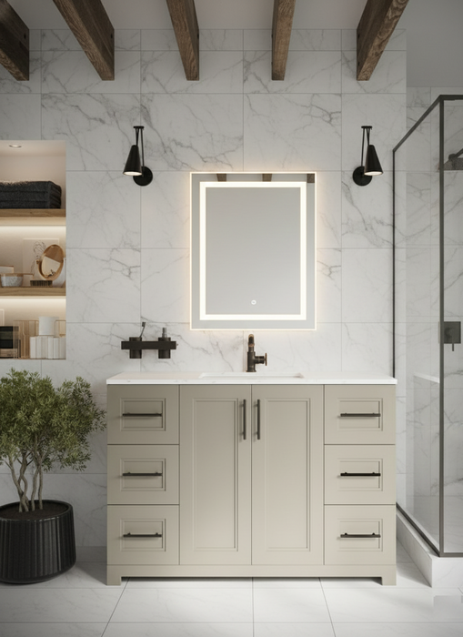 CABINETSMITH- 60" Single Sink CANADIAN Bathroom Vanity With Quartz top & 6 Drawers (12 COLORS AVAILABLE)