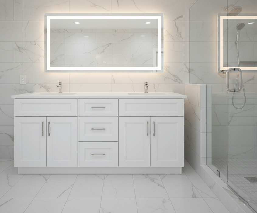 Nova- 60" Double Sink Bathroom Vanity (6 colors) With Quartz Countertop