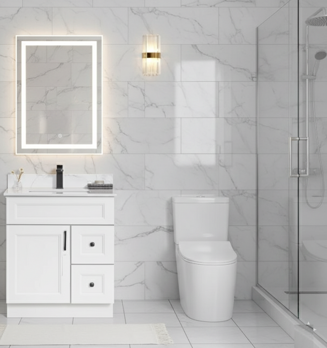 Nova- 30" Bathroom Vanity (7 colors) With Quartz Countertop / Right Side Drawers