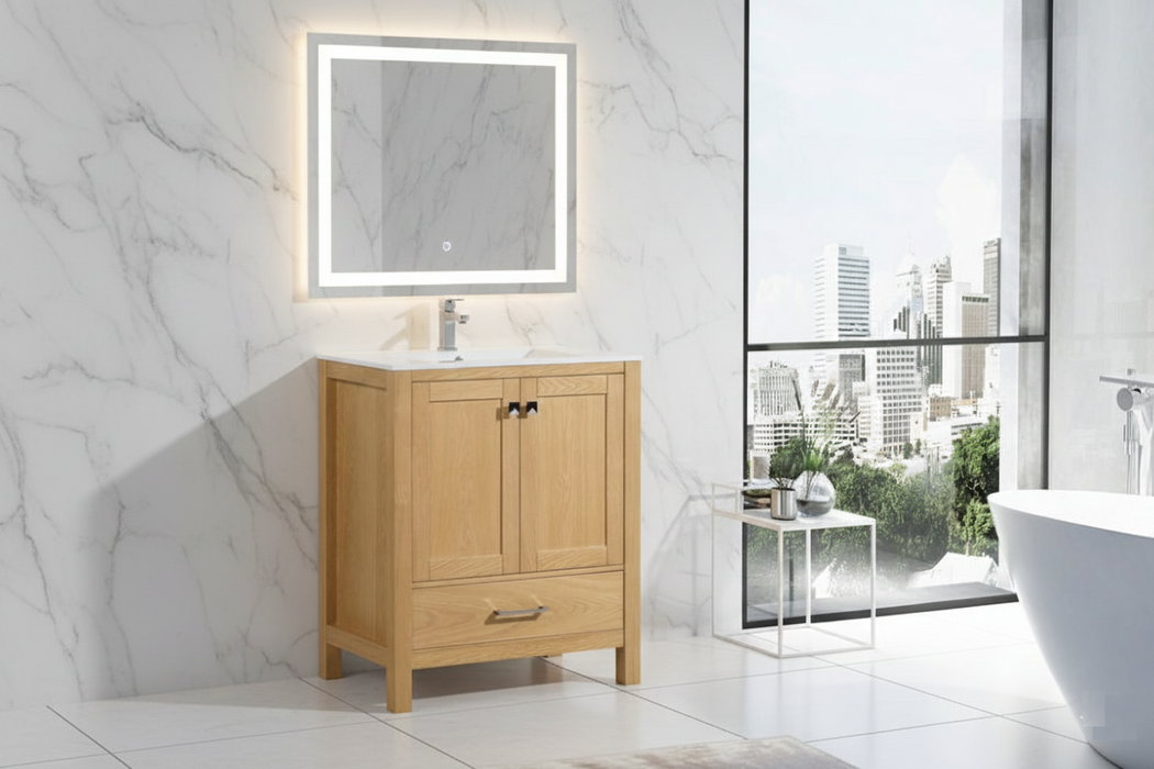 Rose- 30" x 18" Golden Oak ,Solid Wood Floor Standing Modern Bathroom Vanity