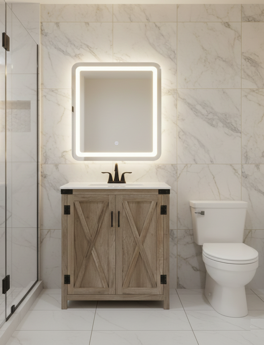 HILCREST - 30" Floor Standing Bathroom Vanity, Quartz Countertop ( 2 colors available)