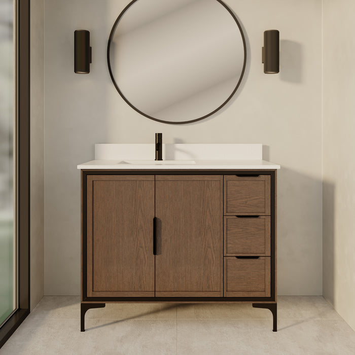 SOREN- 42" Jacobean Bathroom Vanity with Carrera Quartz countertop