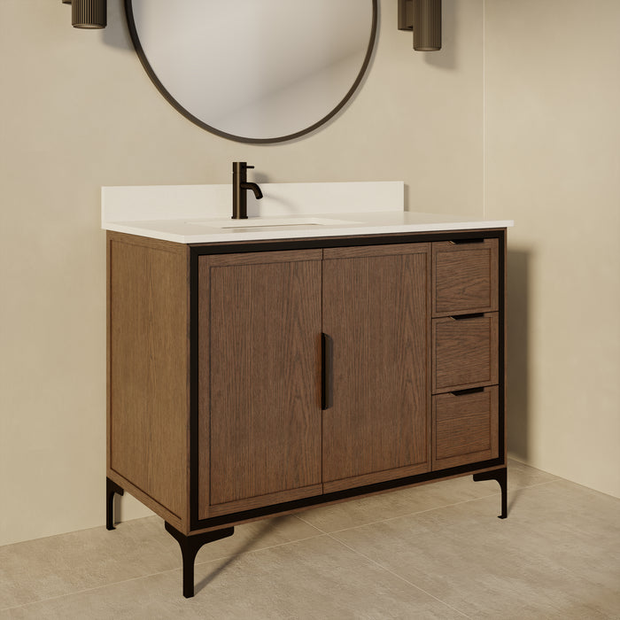 SOREN- 42" Jacobean Bathroom Vanity with Carrera Quartz countertop