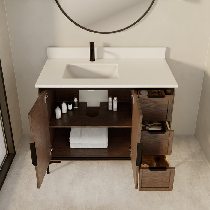SOREN- 42" Jacobean Bathroom Vanity with Carrera Quartz countertop