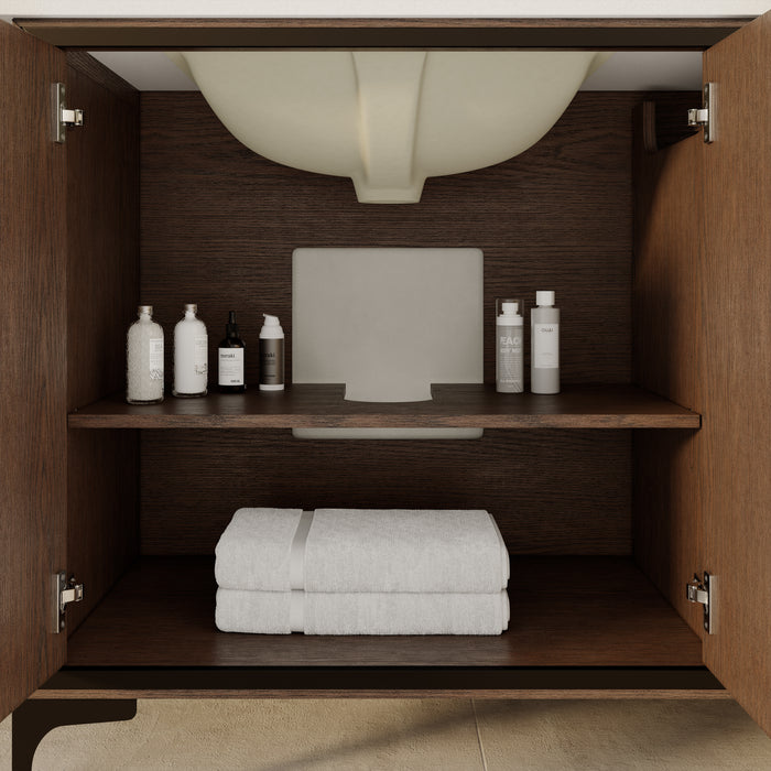 SOREN- 42" Jacobean Bathroom Vanity with Carrera Quartz countertop