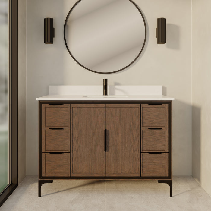 SOREN- 48" Jacobean Bathroom Vanity with Carrera Quartz countertop