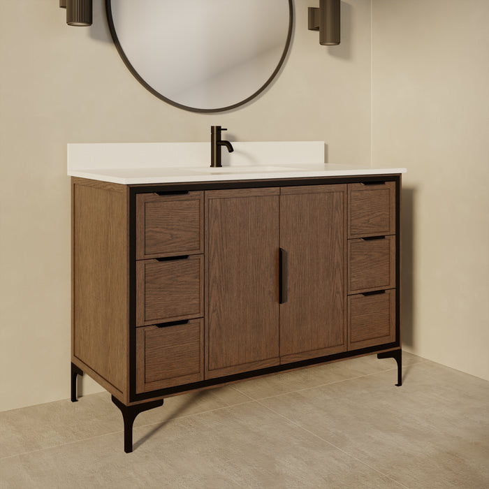 SOREN- 48" Jacobean Bathroom Vanity with Carrera Quartz countertop