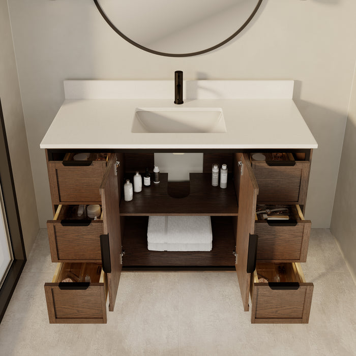 SOREN- 48" Jacobean Bathroom Vanity with Carrera Quartz countertop
