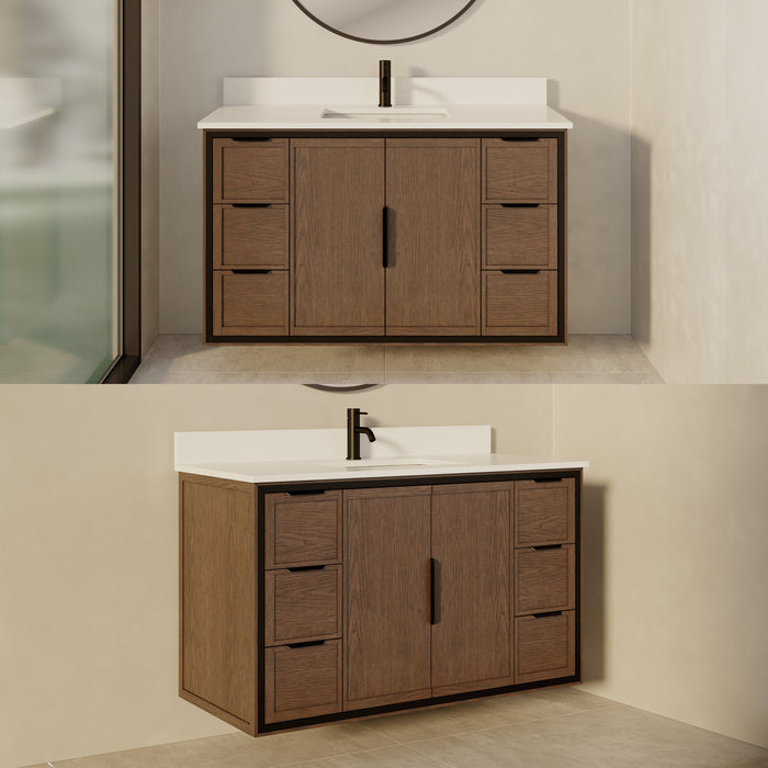 SOREN- 48" Jacobean Bathroom Vanity with Carrera Quartz countertop