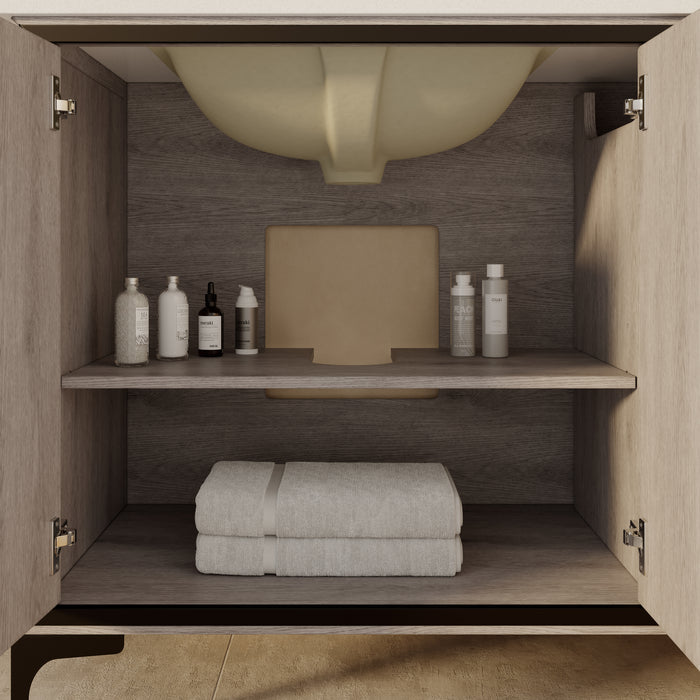 SOREN- 42" Silvered Grey Bathroom Vanity with Carrera Quartz countertop