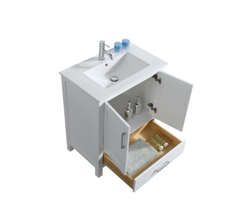 Rose- 24" x 18" White , Solid Wood Floor Standing Modern Bathroom Vanity