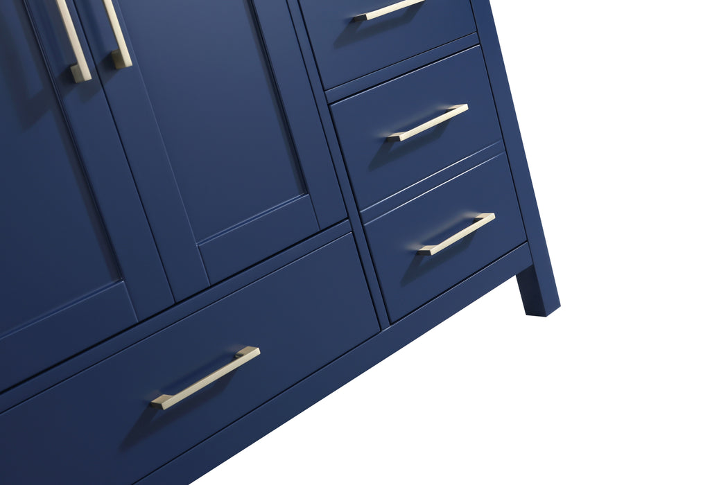 Rose - 42" Navy Blue, Right side drawers, Left side sin,Solid Wood Floor Standing Bathroom Vanity , White Quartz Countertop - Construction Commodities Supply Inc.