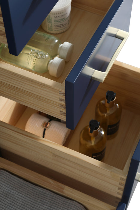 Rose - 42" Navy Blue, Right side drawers, Left side sin,Solid Wood Floor Standing Bathroom Vanity , White Quartz Countertop - Construction Commodities Supply Inc.