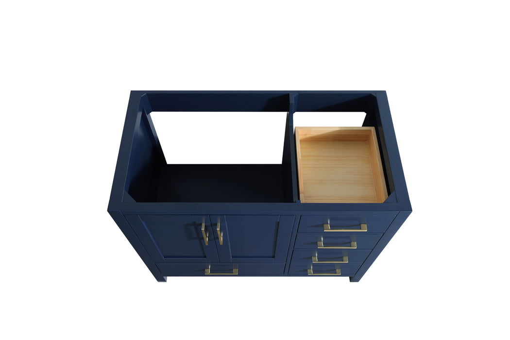 Rose - 42" Navy Blue, Right side drawers, Left side sin,Solid Wood Floor Standing Bathroom Vanity , White Quartz Countertop - Construction Commodities Supply Inc.