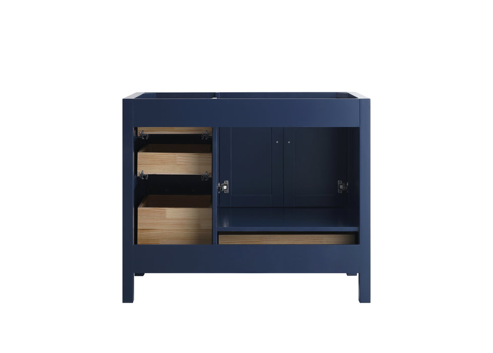 Rose - 42" Navy Blue, Right side drawers, Left side sin,Solid Wood Floor Standing Bathroom Vanity , White Quartz Countertop - Construction Commodities Supply Inc.