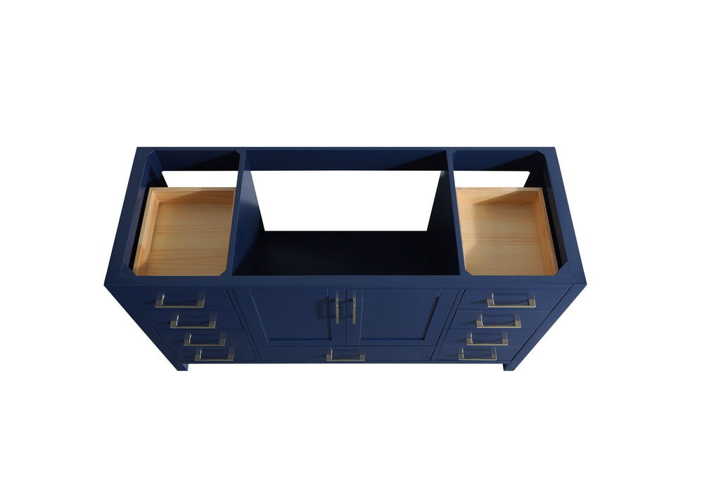 ROSE - 60" SINGLE SINK Navy Blue, Solid Wood Floor Standing Bathroom Vanity , Quartz Countertop