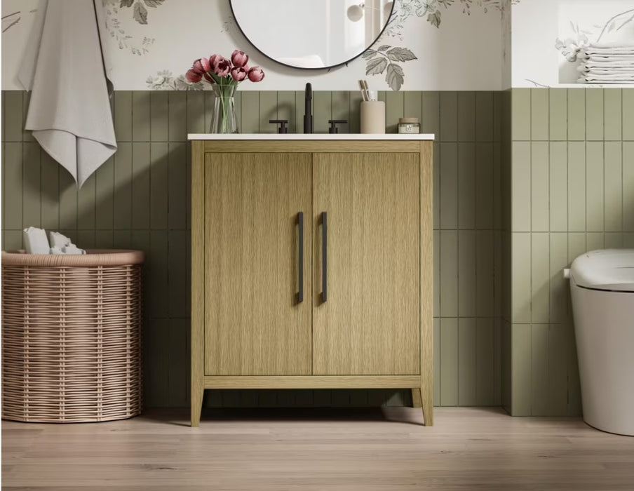 EMERSON - 30" Floor Standing Bathroom Vanity, Marble Countertop ( 3 colors available)