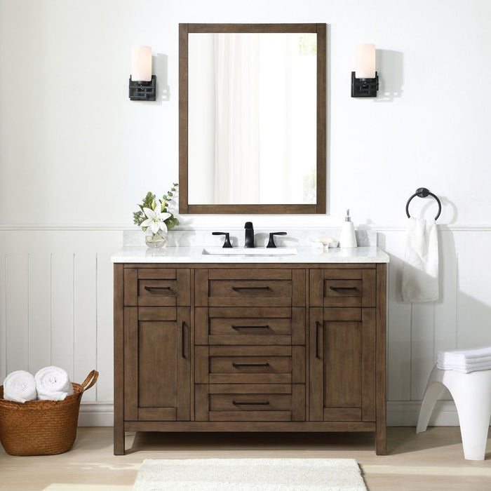 SIENA 28 IN. W X 36 IN. H FRAMED WALL MIRROR IN ALMOND LATTE