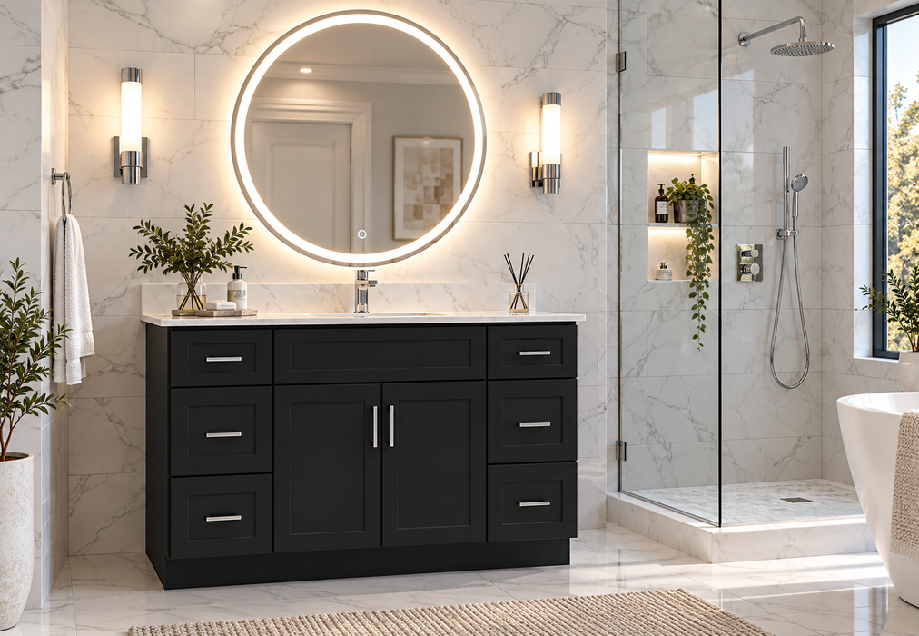 CRUSH 48 Inch Bathroom Vanity, Modern Slim Shaker with Quartz Countertop (Available in 3 Colors)