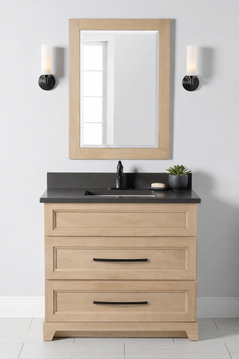 StoneWood - 30" Dresser Style, Solid Wood Canadian Made Bathroom Vanity With Quartz Countertop