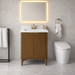 Coneflower - 24"  WALNUT  Solid wood Bathroom Vanity with White Quartz top  ( PRE-ORDER NOW, ETA: 2026-04-10 ) - Construction Commodities Supply Inc.