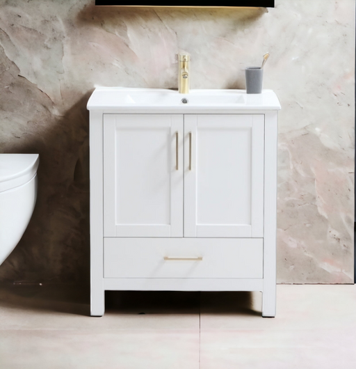CCS201 - 30" x 18" White, Floor Standing Modern Bathroom Vanity - Construction Commodities Supply Inc.