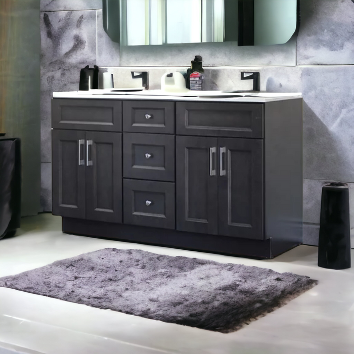 VSD- 60" Double Sink Bathroom Vanity (3 colors) With Quartz Countertop