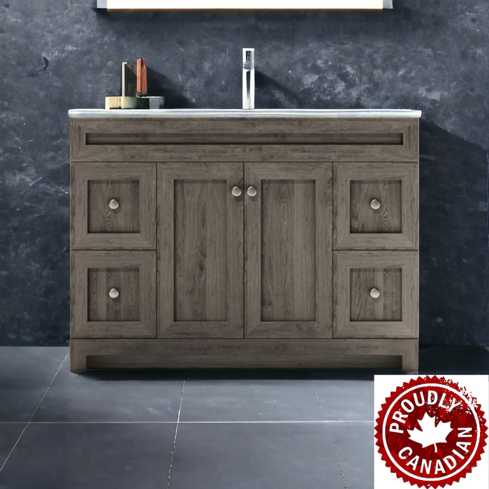 CABINETSMITH- 48" CANADIAN Bathroom Vanity With White Quartz top (8 COLORS AVAILABLE)