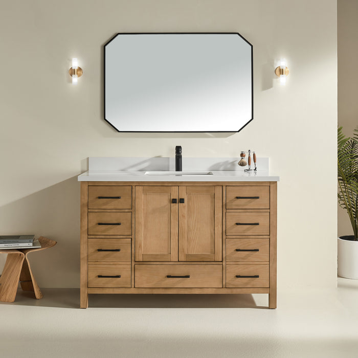 Rose- 54"  Antique Oak , Floor Standing Modern Bathroom Vanity, White Quartz Countertop** PRE ORDER NOW/ ETA:2024-11-29 **