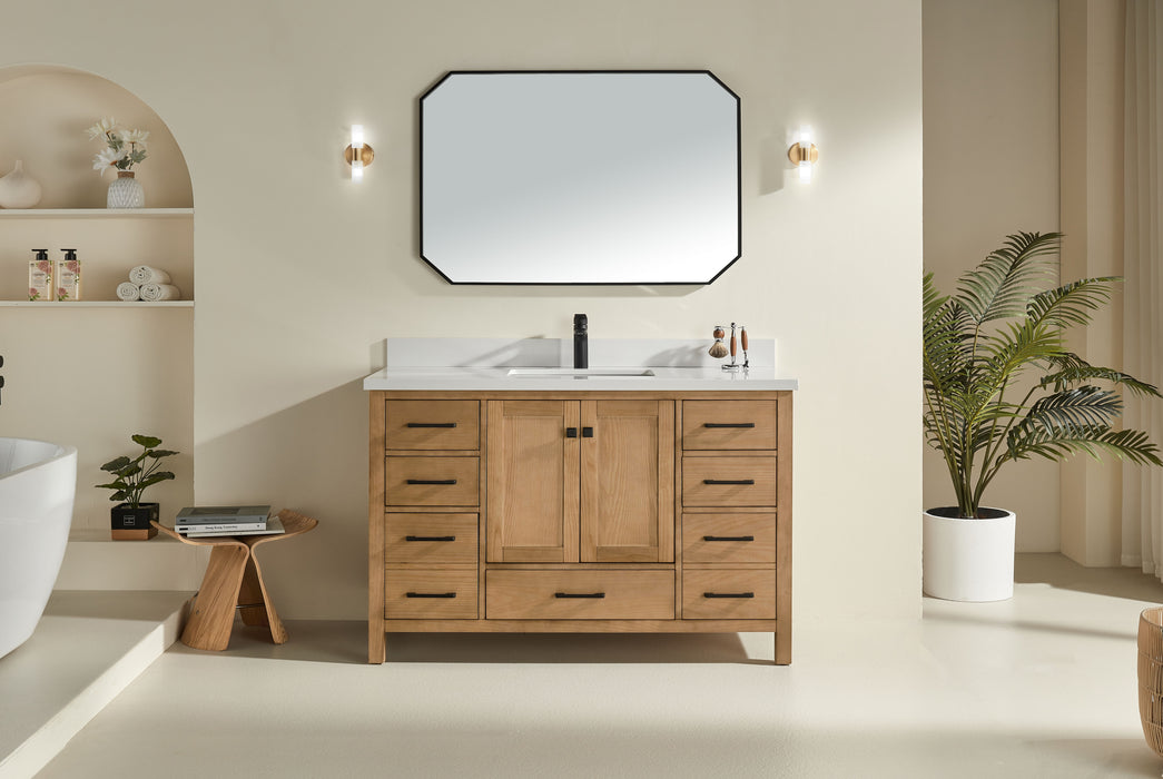 Rose- 54"  Antique Oak , Floor Standing Modern Bathroom Vanity, White Quartz Countertop** PRE ORDER NOW/ ETA:2024-11-29 **