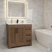 CANADIAN MAPLE - 42" Right Side drawers, Tuscan Calo Stain Bathroom Vanity With Quartz Countertop - Construction Commodities Supply Inc.