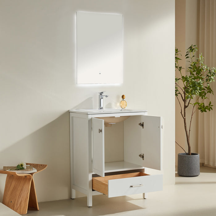 Rose- 24" x 18" White , Floor Standing Modern Bathroom Vanity