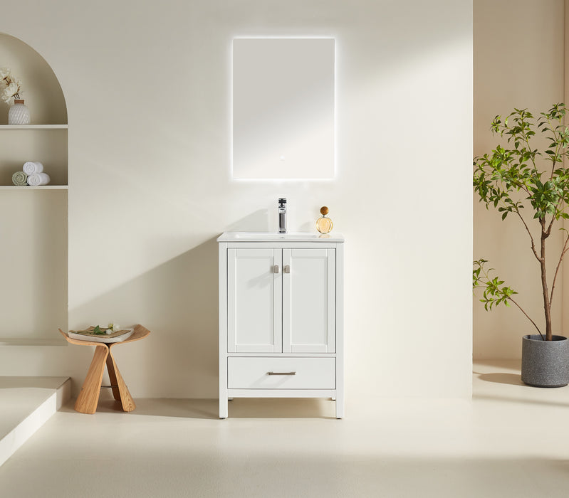 Rose- 24" x 18" White , Floor Standing Modern Bathroom Vanity