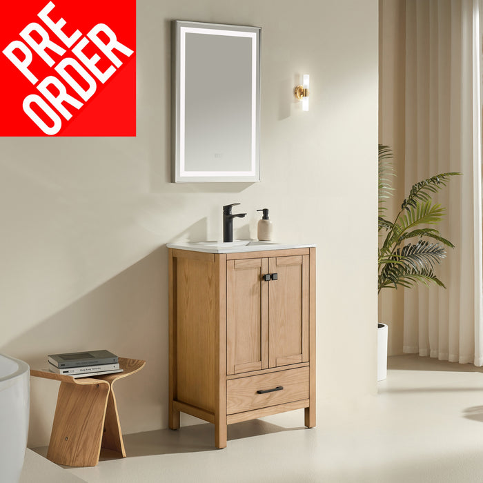 Rose- 24" x 18" Antique Oak , Floor Standing Modern Bathroom Vanity ** PRE ORDER NOW/ ETA:2024-11-29 **