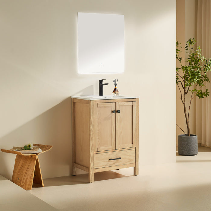 Rose- 24" x 18" White Oak , Floor Standing Modern Bathroom Vanity *** PRE- ORDER NOW /ETA :2024-11-25***