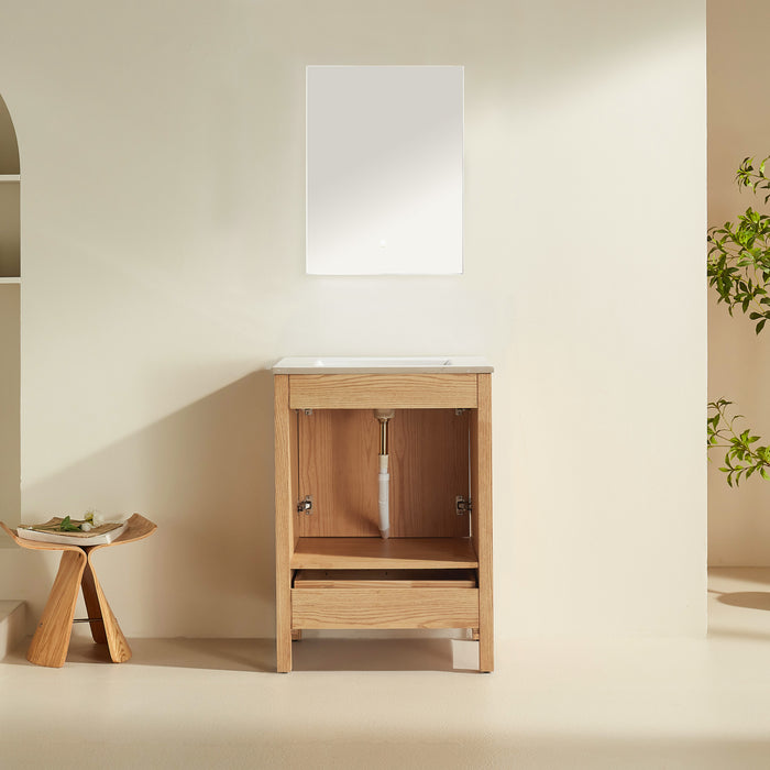 Rose- 24" x 18" White Oak , Floor Standing Modern Bathroom Vanity *** PRE- ORDER NOW /ETA :2024-11-25***