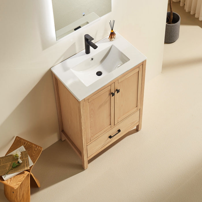 Rose- 24" x 18" White Oak , Floor Standing Modern Bathroom Vanity *** PRE- ORDER NOW /ETA :2024-11-25***