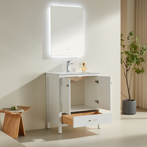 Rose- 30" x 18" White , Solid Wood Floor Standing Modern Bathroom Vanity - Construction Commodities Supply Inc.