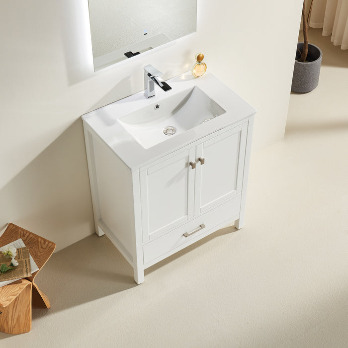 Rose- 30" x 18" White , Floor Standing Modern Bathroom Vanity