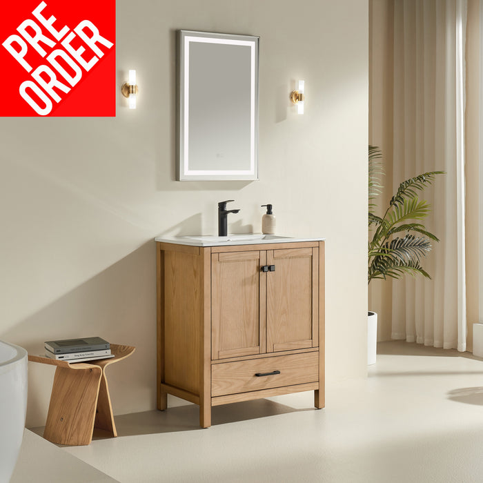 Rose- 30" x 18" Antique Oak , Floor Standing Modern Bathroom Vanity ** PRE ORDER NOW/ ETA:2024-11-29 **