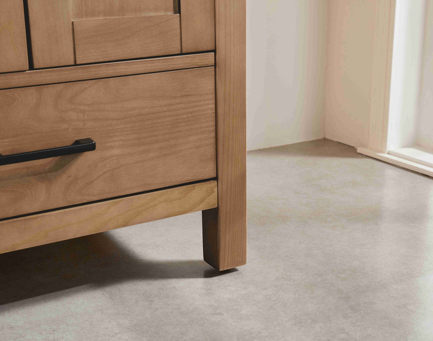 Rose- 36" Antique Oak ,Right Side Sink, Solid Wood Floor Standing Modern Bathroom Vanity, White Quartz Countertop