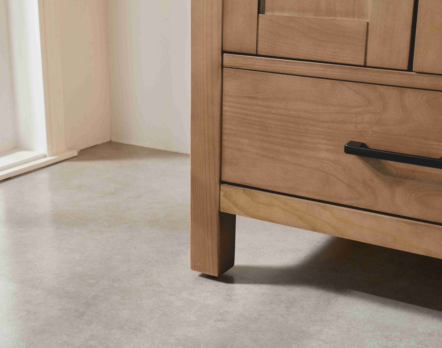 Rose- 36" Antique Oak ,Left Side Sink, Solid Wood Floor Standing Modern Bathroom Vanity, White Quartz Countertop