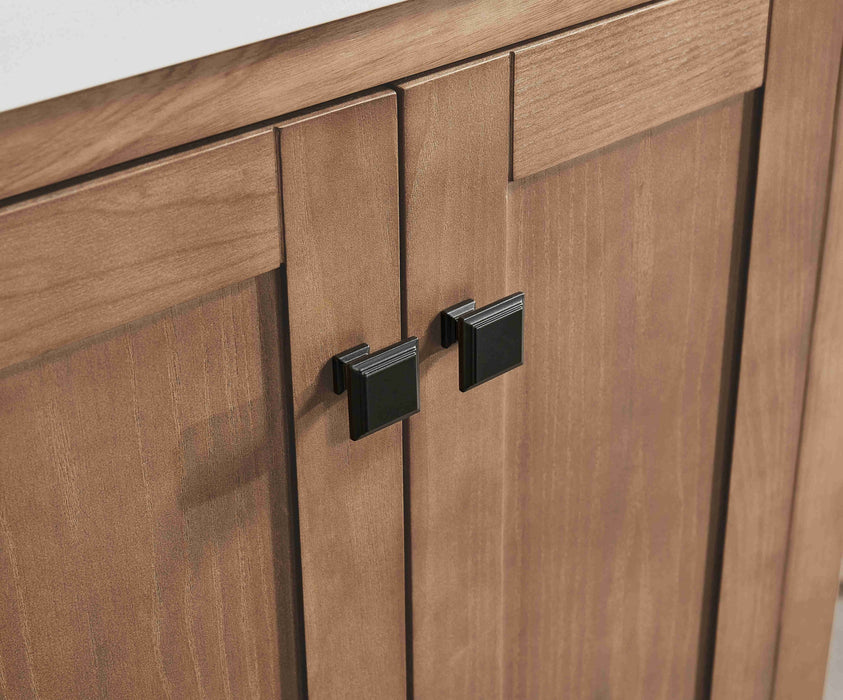 Rose- 36" Antique Oak ,Right Side Sink, Solid Wood Floor Standing Modern Bathroom Vanity, White Quartz Countertop