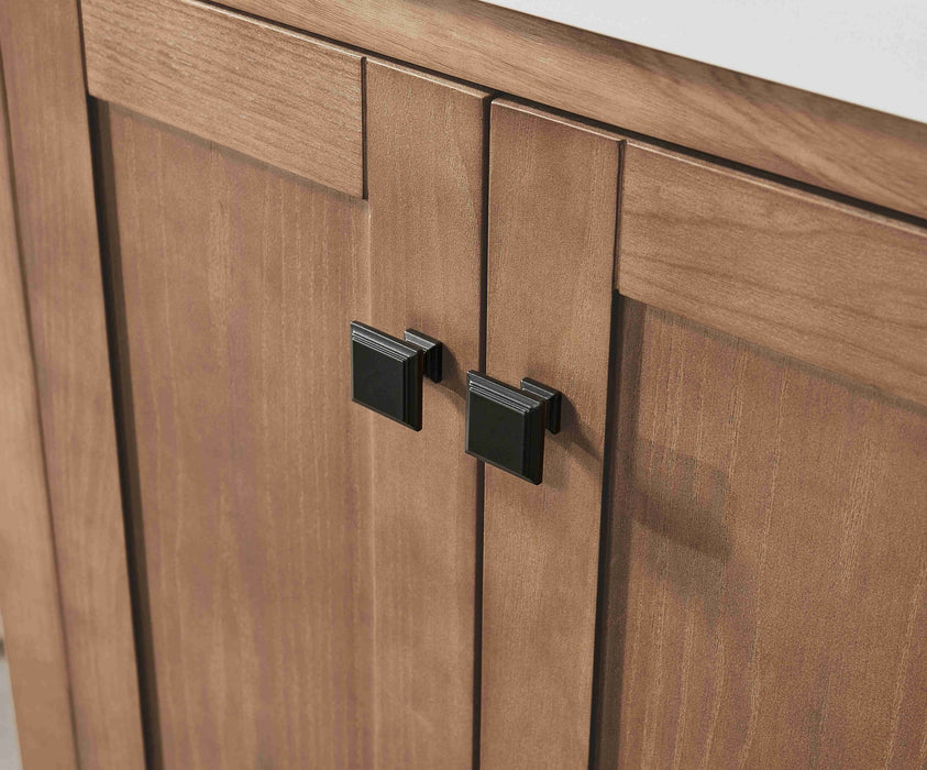 Rose- 36" Antique Oak ,Left Side Sink, Solid Wood Floor Standing Modern Bathroom Vanity, White Quartz Countertop