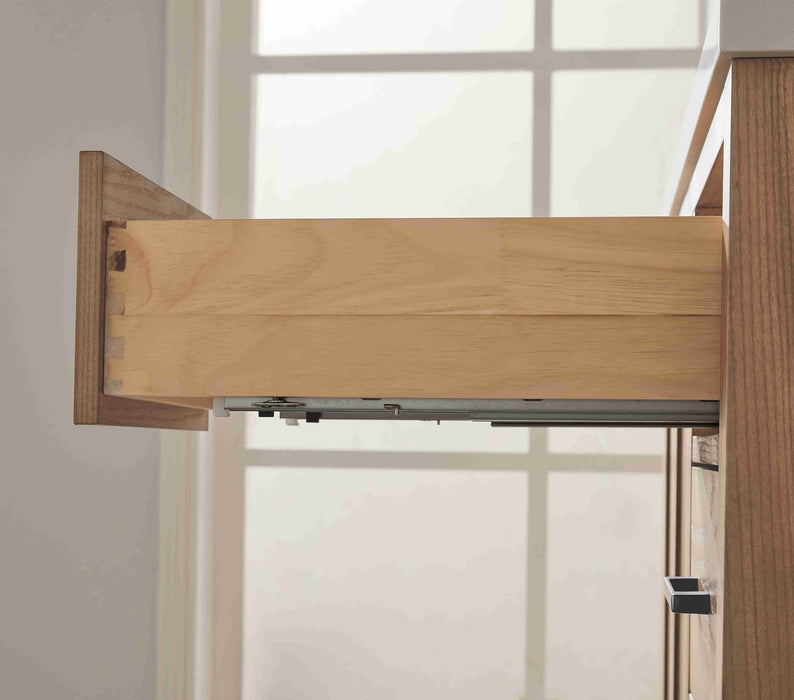 Rose- 36" Antique Oak ,Left Side Sink, Solid Wood Floor Standing Modern Bathroom Vanity, White Quartz Countertop