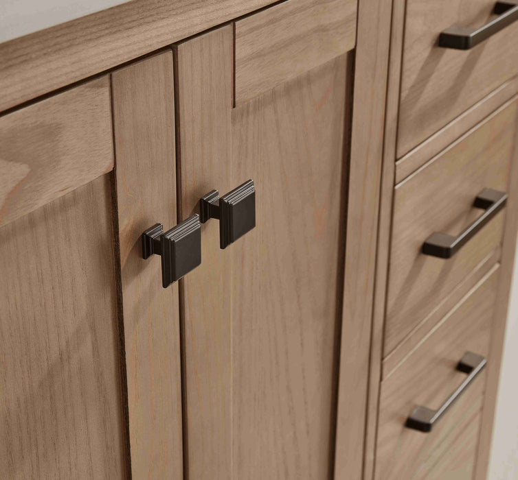 Rose- 42" Antique Oak ,Left Side Sink, Solid Wood Floor Standing Modern Bathroom Vanity, White Quartz Countertop